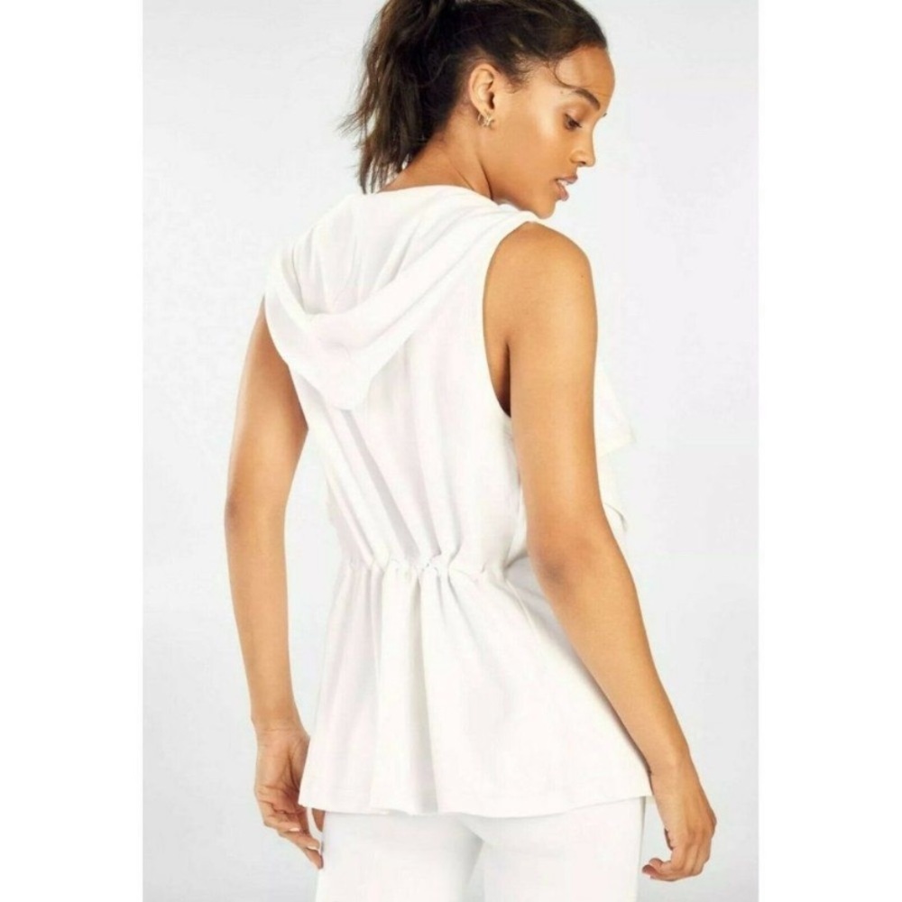 Fabletics White Open Front Hooded Synched Waist V… - image 2